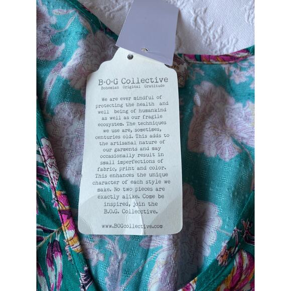 Birch 3/4 Sleeve Tie Front Flutter Blouse by BOG Collective - Size Small - Picture 8 of 12